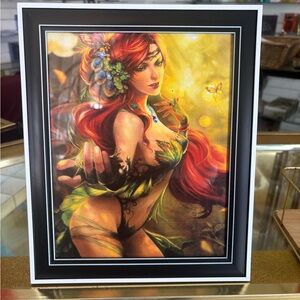 Vibrant Fantasy Art Print with Black and White Frame